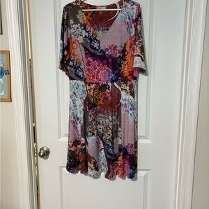 Vibrant Floral Patchwork Midi Dress